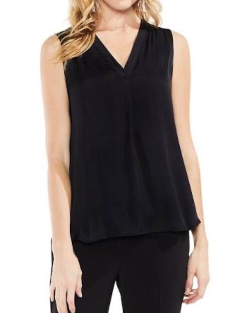 NWT Vince Camuto Sleeveless V Neck Rumple Blouse (3W)